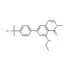 CCNc1nc(-c2ccc(C(C)(C)O)cc2)cc2ncn(C)c(=O)c12 ZINC000115625398