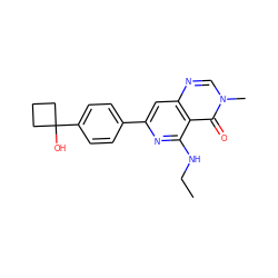 CCNc1nc(-c2ccc(C3(O)CCC3)cc2)cc2ncn(C)c(=O)c12 ZINC000115625197