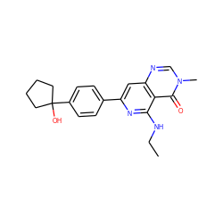 CCNc1nc(-c2ccc(C3(O)CCCC3)cc2)cc2ncn(C)c(=O)c12 ZINC000115625433