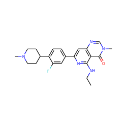 CCNc1nc(-c2ccc(C3CCN(C)CC3)c(F)c2)cc2ncn(C)c(=O)c12 ZINC000115625253