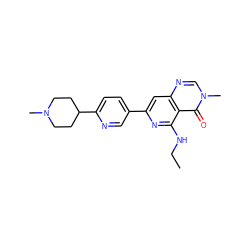 CCNc1nc(-c2ccc(C3CCN(C)CC3)nc2)cc2ncn(C)c(=O)c12 ZINC000115624256