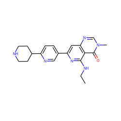 CCNc1nc(-c2ccc(C3CCNCC3)nc2)cc2ncn(C)c(=O)c12 ZINC000115624220