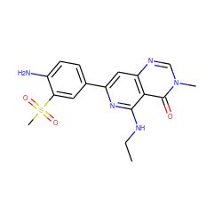 CCNc1nc(-c2ccc(N)c(S(C)(=O)=O)c2)cc2ncn(C)c(=O)c12 ZINC000115622316