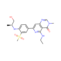 CCNc1nc(-c2ccc(N[C@@H](C)CO)c(S(C)(=O)=O)c2)cc2ncn(C)c(=O)c12 ZINC000115624201