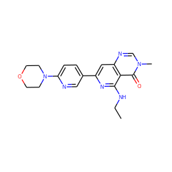 CCNc1nc(-c2ccc(N3CCOCC3)nc2)cc2ncn(C)c(=O)c12 ZINC000115624641