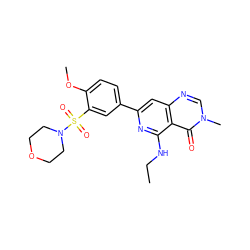 CCNc1nc(-c2ccc(OC)c(S(=O)(=O)N3CCOCC3)c2)cc2ncn(C)c(=O)c12 ZINC000115622225