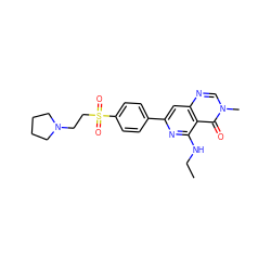 CCNc1nc(-c2ccc(S(=O)(=O)CCN3CCCC3)cc2)cc2ncn(C)c(=O)c12 ZINC000115624081