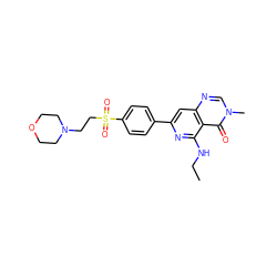 CCNc1nc(-c2ccc(S(=O)(=O)CCN3CCOCC3)cc2)cc2ncn(C)c(=O)c12 ZINC000115624607