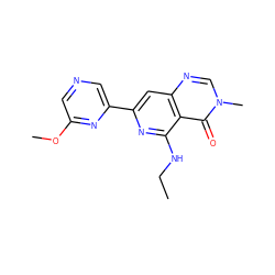 CCNc1nc(-c2cncc(OC)n2)cc2ncn(C)c(=O)c12 ZINC000115624338