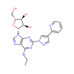 CCNc1nc(-n2cc(-c3ccccn3)cn2)nc2c1ncn2[C@@H]1O[C@H](CO)[C@@H](O)[C@H]1O ZINC000028394458