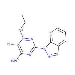 CCNc1nc(-n2ncc3ccccc32)nc(N)c1Br ZINC000217065291