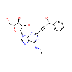 CCNc1nc(C#C[C@H](O)c2ccccc2)nc2c1ncn2[C@@H]1O[C@H](CO)[C@@H](O)[C@H]1O ZINC000013475058