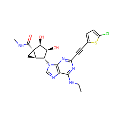 CCNc1nc(C#Cc2ccc(Cl)s2)nc2c1ncn2[C@H]1[C@H](O)[C@H](O)[C@]2(C(=O)NC)C[C@H]12 ZINC000473136366