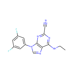 CCNc1nc(C#N)nc2c1ncn2-c1cc(F)cc(F)c1 ZINC000036380036