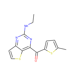 CCNc1nc(C(=O)c2ccc(C)s2)c2sccc2n1 ZINC000049112560