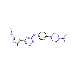 CCNc1nc(C)c(-c2ccnc(Nc3ccc(N4CCN(C(C)=O)CC4)cc3)n2)s1 ZINC000063539867