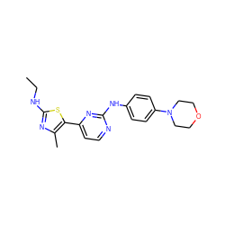 CCNc1nc(C)c(-c2ccnc(Nc3ccc(N4CCOCC4)cc3)n2)s1 ZINC000003950136