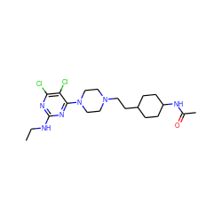 CCNc1nc(Cl)c(Cl)c(N2CCN(CCC3CCC(NC(C)=O)CC3)CC2)n1 ZINC000114958576