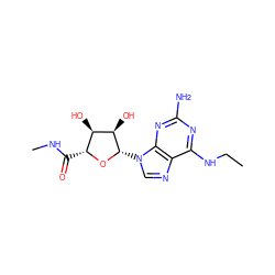 CCNc1nc(N)nc2c1ncn2[C@@H]1O[C@H](C(=O)NC)[C@@H](O)[C@H]1O ZINC000103299021