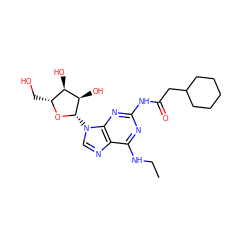 CCNc1nc(NC(=O)CC2CCCCC2)nc2c1ncn2[C@@H]1O[C@H](CO)[C@@H](O)[C@H]1O ZINC000029319030