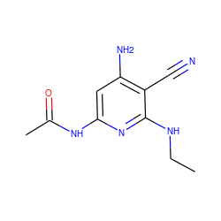 CCNc1nc(NC(C)=O)cc(N)c1C#N ZINC000014960186