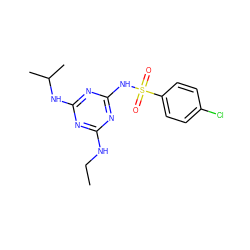 CCNc1nc(NC(C)C)nc(NS(=O)(=O)c2ccc(Cl)cc2)n1 ZINC000000854242