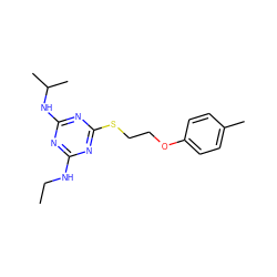 CCNc1nc(NC(C)C)nc(SCCOc2ccc(C)cc2)n1 ZINC000002183426