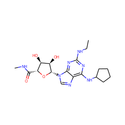 CCNc1nc(NC2CCCC2)c2ncn([C@@H]3O[C@H](C(=O)NC)[C@@H](O)[C@H]3O)c2n1 ZINC000103299015