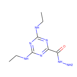 CCNc1nc(NCC)nc(C(=O)NN)n1 ZINC000000346374