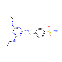 CCNc1nc(NCC)nc(NCc2ccc(S(N)(=O)=O)cc2)n1 ZINC000028466890