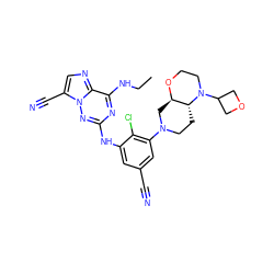 CCNc1nc(Nc2cc(C#N)cc(N3CC[C@@H]4[C@@H](C3)OCCN4C3COC3)c2Cl)nn2c(C#N)cnc12 ZINC000169711953