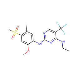 CCNc1nc(Nc2cc(C)c(S(C)(=O)=O)cc2OC)ncc1C(F)(F)F ZINC000205903472