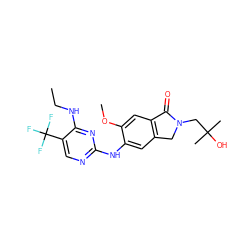 CCNc1nc(Nc2cc3c(cc2OC)C(=O)N(CC(C)(C)O)C3)ncc1C(F)(F)F ZINC000095578190