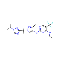 CCNc1nc(Nc2cn(C(C)(C)c3ncn(C(C)C)n3)nc2C)ncc1C(F)(F)F ZINC000205714451