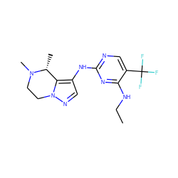 CCNc1nc(Nc2cnn3c2[C@@H](C)N(C)CC3)ncc1C(F)(F)F ZINC000205902986