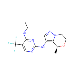 CCNc1nc(Nc2cnn3c2[C@H](C)OCC3)ncc1C(F)(F)F ZINC000205903094