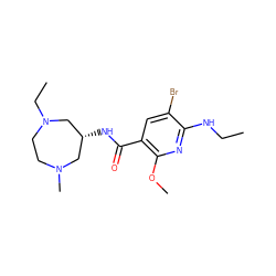 CCNc1nc(OC)c(C(=O)N[C@@H]2CN(C)CCN(CC)C2)cc1Br ZINC000022928184