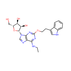 CCNc1nc(OCCc2c[nH]c3ccccc23)nc2c1ncn2[C@@H]1O[C@H](CO)[C@@H](O)[C@H]1O ZINC000029052022