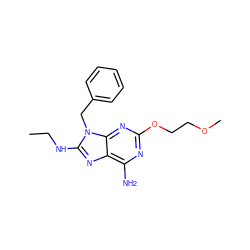 CCNc1nc2c(N)nc(OCCOC)nc2n1Cc1ccccc1 ZINC000040566938