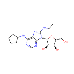 CCNc1nc2c(NC3CCCC3)ncnc2n1[C@@H]1O[C@H](CO)[C@@H](O)[C@H]1O ZINC000012405963