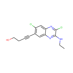 CCNc1nc2cc(C#CCCO)c(Cl)cc2nc1Cl ZINC000115765050