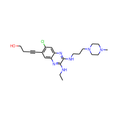 CCNc1nc2cc(C#CCCO)c(Cl)cc2nc1NCCCN1CCN(C)CC1 ZINC000115765207