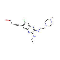 CCNc1nc2cc(C#CCCO)c(Cl)cc2nc1NCCN1CCN(C)CC1 ZINC000115765090