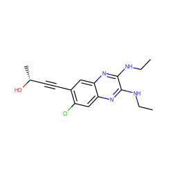 CCNc1nc2cc(Cl)c(C#C[C@@H](C)O)cc2nc1NCC ZINC000115764904