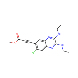 CCNc1nc2cc(Cl)c(C#CC(=O)OC)cc2nc1NCC ZINC000115764900