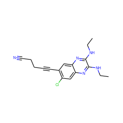 CCNc1nc2cc(Cl)c(C#CCCC#N)cc2nc1NCC ZINC000115765000