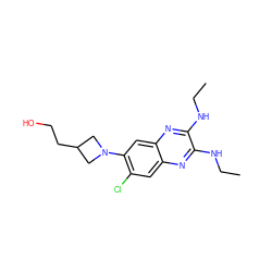 CCNc1nc2cc(Cl)c(N3CC(CCO)C3)cc2nc1NCC ZINC000115765022