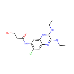 CCNc1nc2cc(Cl)c(NC(=O)CCO)cc2nc1NCC ZINC000115765109