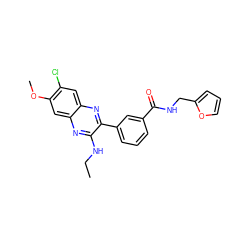 CCNc1nc2cc(OC)c(Cl)cc2nc1-c1cccc(C(=O)NCc2ccco2)c1 ZINC000115765163