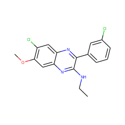 CCNc1nc2cc(OC)c(Cl)cc2nc1-c1cccc(Cl)c1 ZINC000115765121